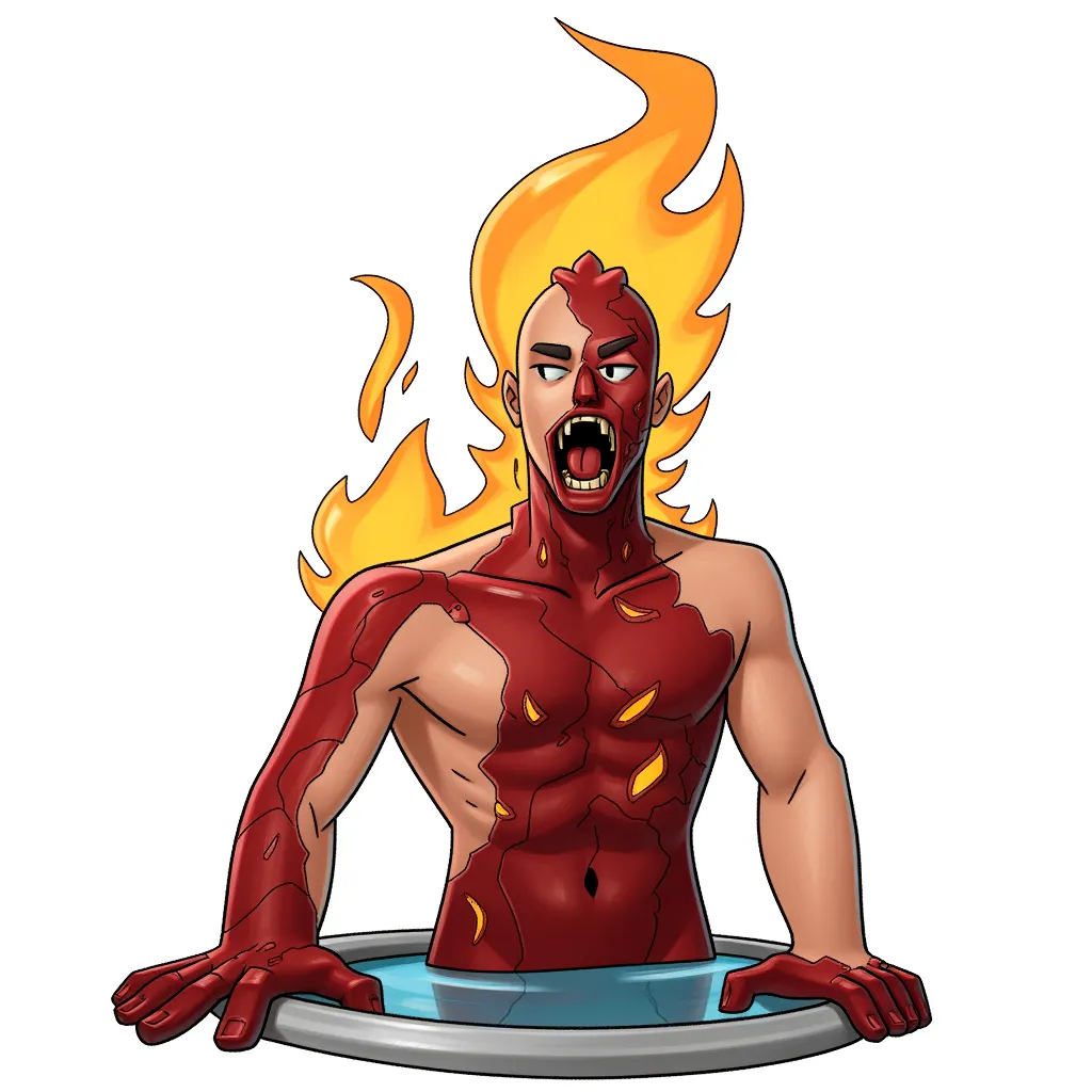 A person on fire and then skin melting into a pool, realistic horror in high definition cinematic and 16:9 amazing cinematography