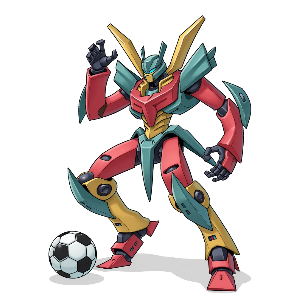 It's 2070, and XYZ950 is the best soccer playing mech that exists, the only thing longer than his antennas is his soccer career.