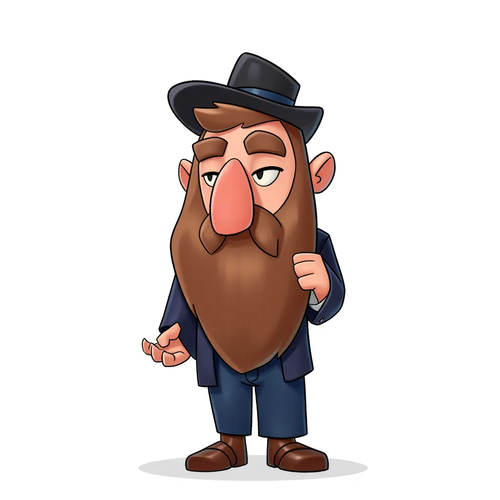 caricature of orthodox jews, big nose in the style of AIBG, white background
