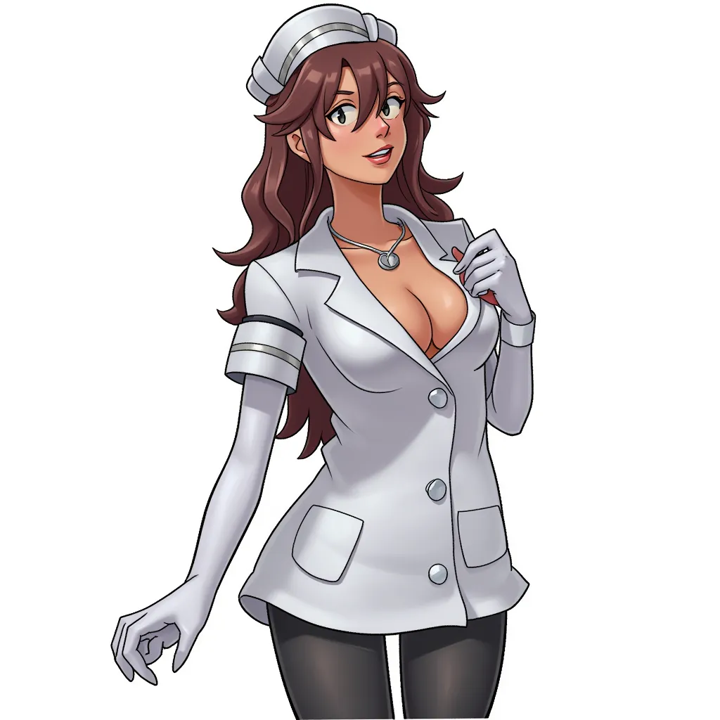 a very sexy nurse with cleavage