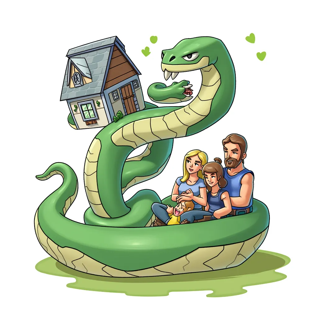 The world serpent, it only stops biting it's tail to fight, and carries the house of a lovely viking family on itself.