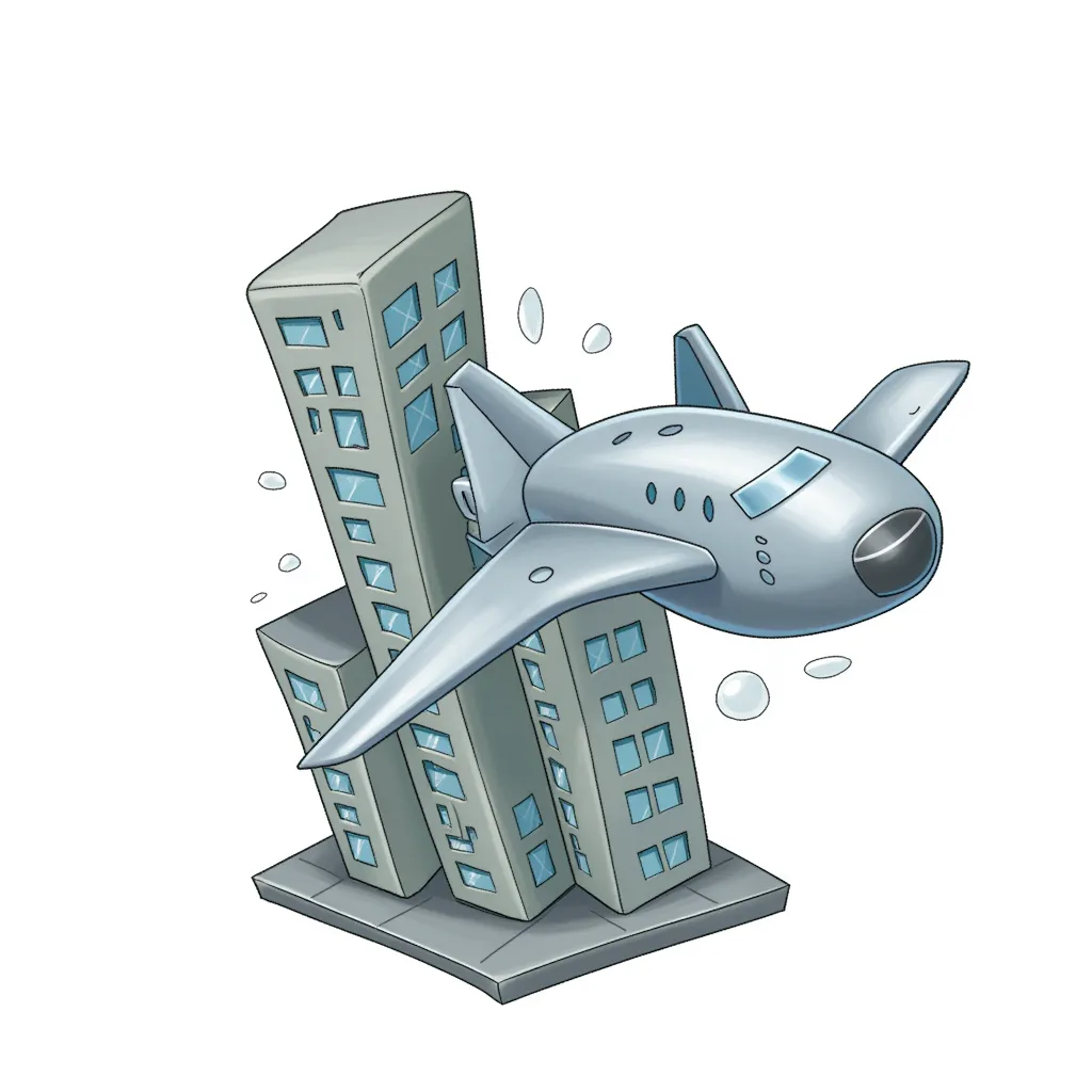 a plane crashing into a building