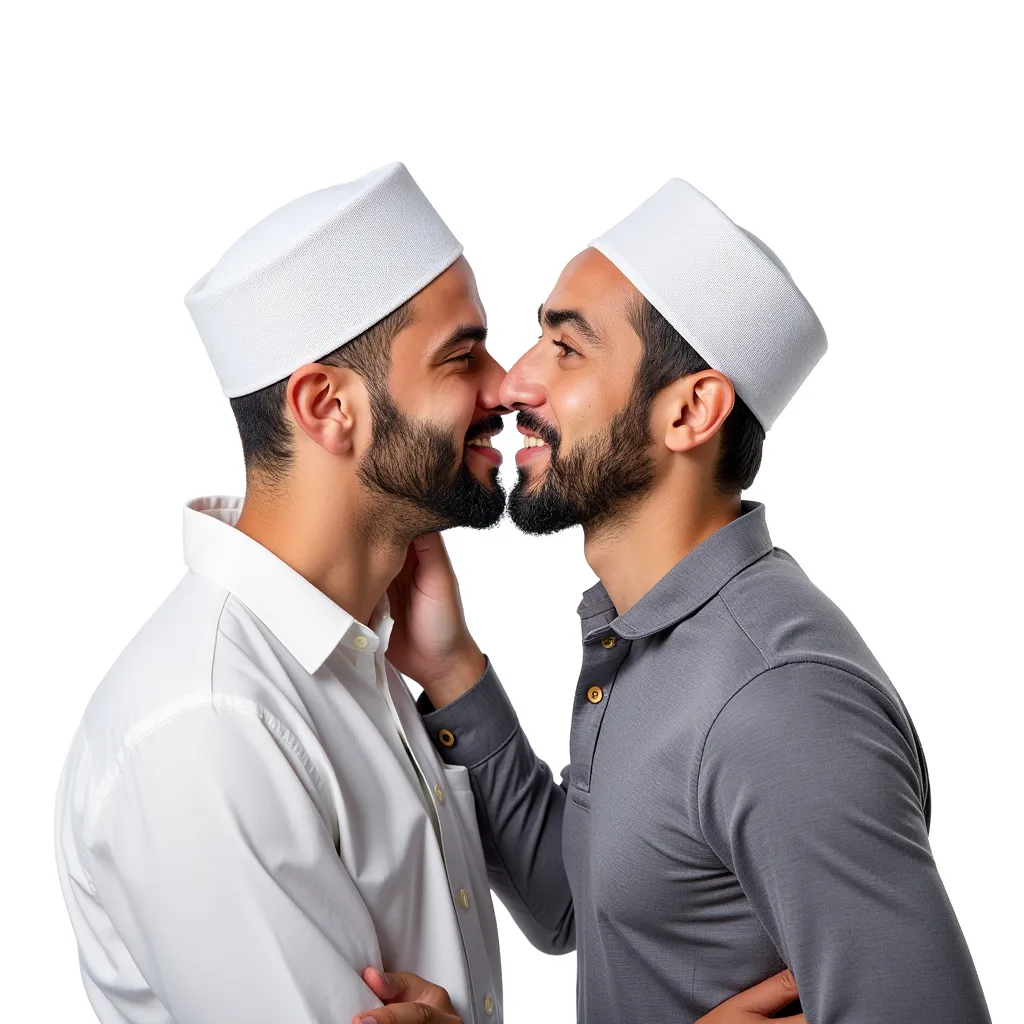 two muslim men making out