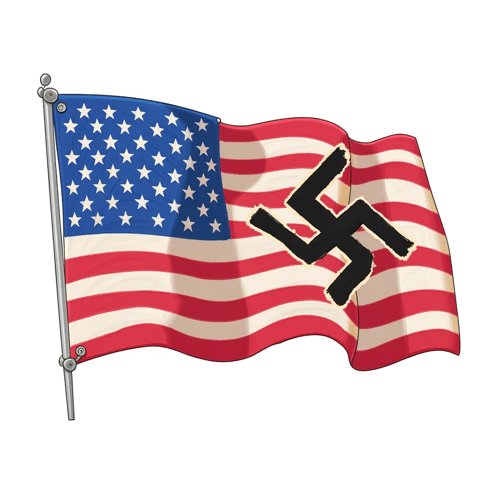 an american flag, except there are swaztikas instead of stars