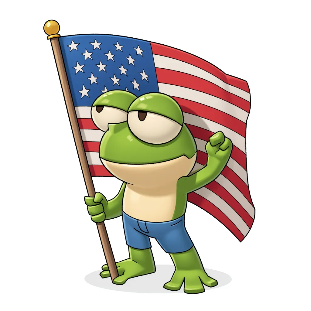 Pepe the frog waving the american flag